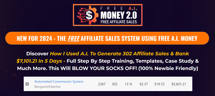 Free AI Money sales page image